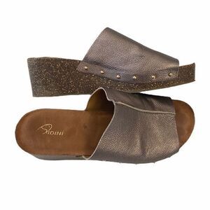 Sudini Pavia Metallic Leather Wedge Slides